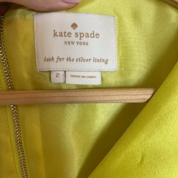 Kate Spade Structured Silk Neon Yellow Mini Dress - 2 - Picture 7 of 10